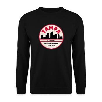 Tampa Skyline Retro Badge - Unisex Pullover - Schwarz - Vorne - Alina (178cm) & Michal (187cm)