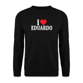T-Shirt Ich liebe Eduardo T-Shirt Geschenkidee - Unisex Pullover - Schwarz - Vorne - Alina (178cm) & Michal (187cm)
