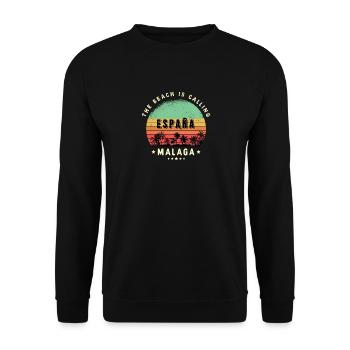 Malaga Spanien Strand Design - Unisex Pullover - Schwarz - Vorne - Alina (178cm) & Michal (187cm)