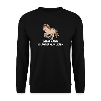 Cool Islandpferde Statement Pferdenarr Galopp - Unisex Pullover - Schwarz - Vorne - Alina (178cm) & Michal (187cm)