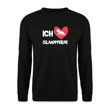 Herz Statement Pferdeliebe Ich Liebe Pferde - Unisex Pullover - Schwarz - Vorne - Alina (178cm) & Michal (187cm)