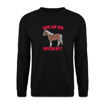 Cool Pferde Reiten Statement Islandpferde Ross - Unisex Pullover - Schwarz - Vorne - Alina (178cm) & Michal (187cm)
