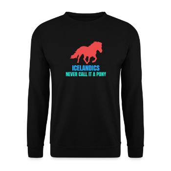 Islandpferde Pony Statement Isländer Pferdenarr - Unisex Pullover - Schwarz - Vorne - Alina (178cm) & Michal (187cm)
