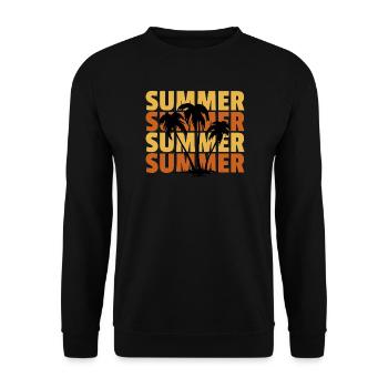 Tropical Summer Palm Tree Pattern - Unisex Sweatshirt - black - Front - Alina (178cm) & Michal (187cm)