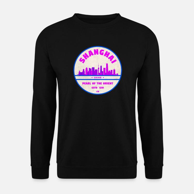 Shanghai China Skyline Badge - Unisex Pullover - Schwarz