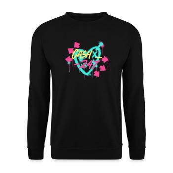 Cash247 Neonherz Streetart - Unisex Pullover - Schwarz - Vorne - Alina (178cm) & Michal (187cm)