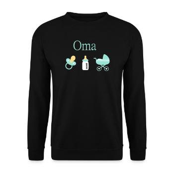 Opa 2026 Geburt Junge Vorlage personalisierbar - Unisex Pullover - Schwarz - Vorne - Alina (178cm) & Michal (187cm)