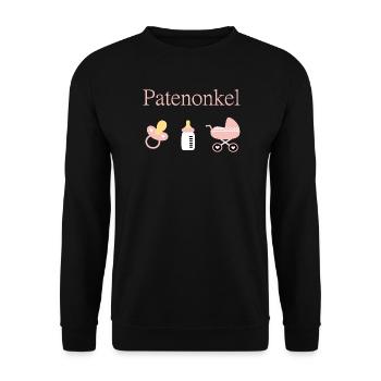Patenonkel Geburt Mädchen Taufe - Unisex Pullover - Schwarz - Vorne - Alina (178cm) & Michal (187cm)