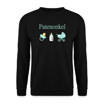 Patenonkel Geburt Junge Taufe - Unisex Pullover - Schwarz - Vorne - Alina (178cm) & Michal (187cm)