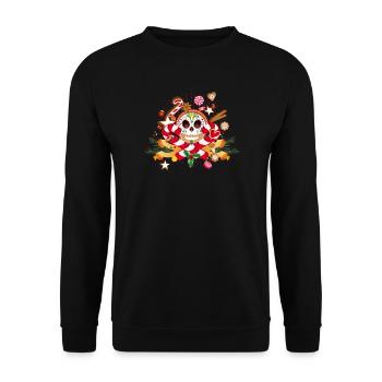 Gingerbread Man Sugar Skull Decor for Christmas - Unisex Sweatshirt - black - Front - Alina (178cm) & Michal (187cm)