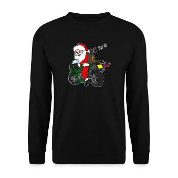 Père Noël de Noël à moto avec des cadeaux - Sweat-shirt Unisexe - noir - Devant - Alina (178cm) & Michal (187cm)