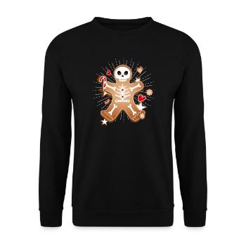 Gingerbread Man Sugar Skull Decor for Christmas - Unisex Sweatshirt - black - Front - Alina (178cm) & Michal (187cm)