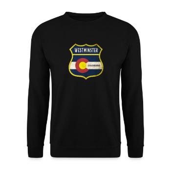 Westminster Colorado coat of arms design - Unisex Sweatshirt - black - Front - Alina (178cm) & Michal (187cm)