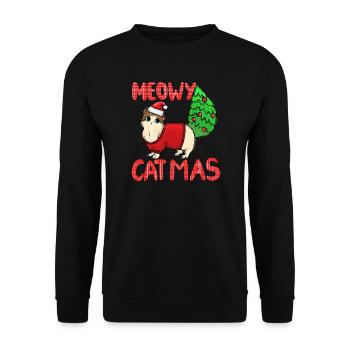 Pull de Noël Catmas Cat Meowy - Sweat-shirt Unisexe - noir - Devant - Alina (178cm) & Michal (187cm)