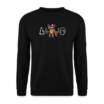 Renne avec bière arbre de Noël Heartbeat ECG - Sweat-shirt Unisexe - noir - Devant - Alina (178cm) & Michal (187cm)