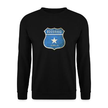 Boosaaso Somalia Wappen Flaggen Design - Unisex Pullover - Schwarz - Vorne - Alina (178cm) & Michal (187cm)