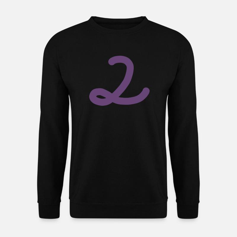 2 Nummer zwei Zahl violett - Unisex Pullover - Schwarz