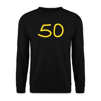 50th birthday fifty yellow number - Unisex Sweatshirt - black - Front - Alina (178cm) & Michal (187cm)
