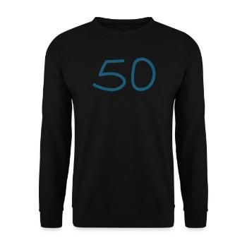 50th birthday fifty blue number - Unisex Sweatshirt - black - Front - Alina (178cm) & Michal (187cm)