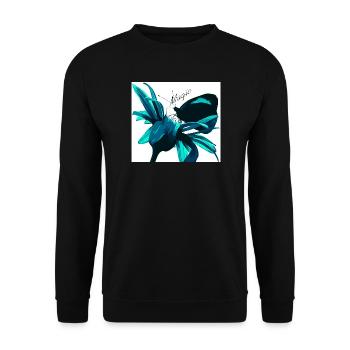 Teal Magic Flower Print - Unisex Sweatshirt - black - Front - Alina (178cm) & Michal (187cm)