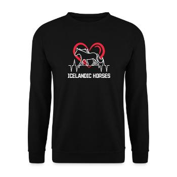 Haflinger Statement Islandpferde Pferdefan Herz - Unisex Pullover - Schwarz - Vorne - Alina (178cm) & Michal (187cm)