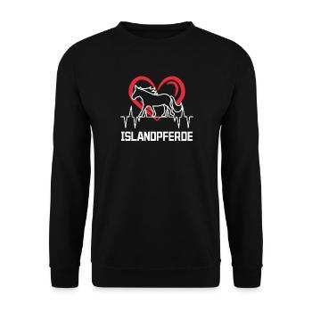 Herz Pferde Islandpferde Pferdeliebe Spruch - Unisex Pullover - Schwarz - Vorne - Alina (178cm) & Michal (187cm)