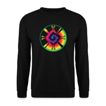 Galactic Butterfly Hunab Ku - aztec symbol - Unisex Sweatshirt - black - Front - Alina (178cm) & Michal (187cm)