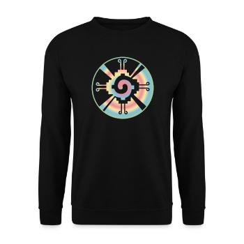 Galactic Butterfly Hunab Ku - aztec symbol - Unisex Sweatshirt - black - Front - Alina (178cm) & Michal (187cm)