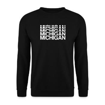 Michigan Raster Blockdesign - Unisex Pullover - Schwarz - Vorne - Alina (178cm) & Michal (187cm)