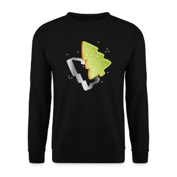 Tannenbaum Plätzchen mit grünen Zuckerguss - Unisex Pullover - Schwarz - Vorne - Alina (178cm) & Michal (187cm)