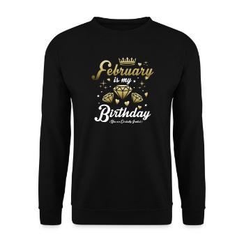 Februar Geburtstags Kind - Unisex Pullover - Schwarz - Vorne - Alina (178cm) & Michal (187cm)