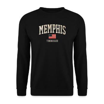 Memphis Tennessee Vintage Flag - Unisex Pullover - Schwarz - Vorne - Alina (178cm) & Michal (187cm)
