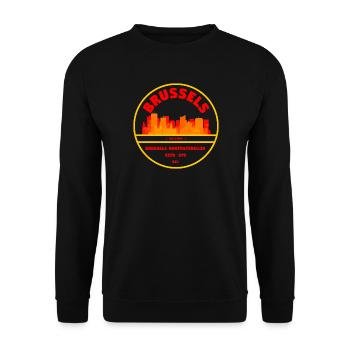 Brüssel Skyline Retro Wappen - Unisex Pullover - Schwarz - Vorne - Alina (178cm) & Michal (187cm)