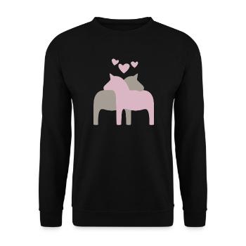 Dala horse hearts scandinavian christmas love - Unisex Sweatshirt - black - Front - Alina (178cm) & Michal (187cm)