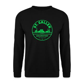 St. Gallen Switzerland Emblem with Gallusstadt - Unisex Sweatshirt - black - Front - Alina (178cm) & Michal (187cm)