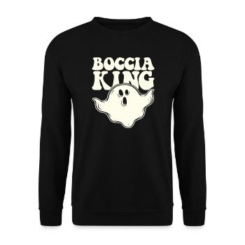 Boccia King Boulekugel Halloween Kostüm Geist - Unisex Pullover - Schwarz - Vorne - Alina (178cm) & Michal (187cm)