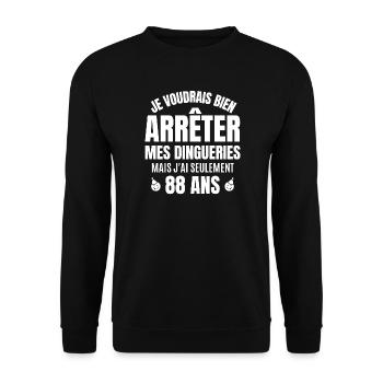 anniversaire 88 ans, anniversaire - Sweat-shirt Unisexe - noir - Devant - Alina (178cm) & Michal (187cm)