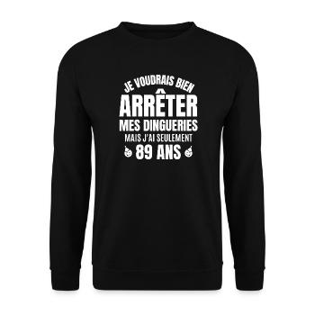 anniversaire 89 ans, anniversaire - Sweat-shirt Unisexe - noir - Devant - Alina (178cm) & Michal (187cm)