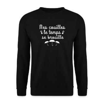 Bretagne, Bretagne humour, pluie - Sweat-shirt Unisexe - noir - Devant - Alina (178cm) & Michal (187cm)