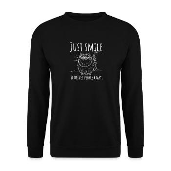 Souriez simplement, ça rend les gens fous ! Chats du Cheshire w - Sweat-shirt Unisexe - noir - Devant - Alina (178cm) & Michal (187cm)