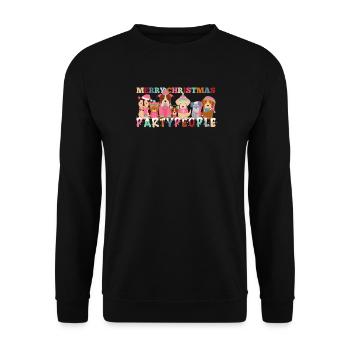 Frohe Weihnachten Partypeople Hunde Geschenk - Unisex Pullover - Schwarz - Vorne - Alina (178cm) & Michal (187cm)