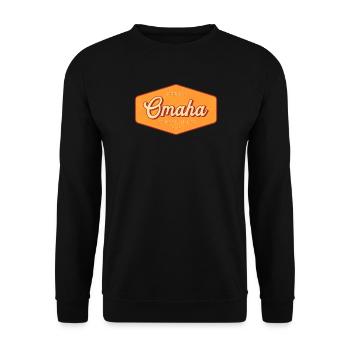 Omaha Retro Badge: Gateway to the West - Unisex Pullover - Schwarz - Vorne - Alina (178cm) & Michal (187cm)