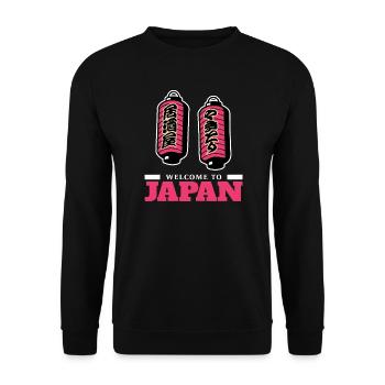 Willkommen in Japan (dunkel) - Unisex Pullover - Schwarz - Vorne - Alina (178cm) & Michal (187cm)