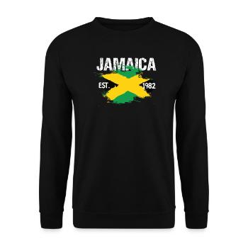 Jamaica Brush Flag Est1982 - Unisex Pullover - Schwarz - Vorne - Alina (178cm) & Michal (187cm)