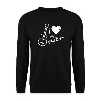 Guitar Symbol Heart Music Musician Graphic School - Unisex Sweatshirt - black - Front - Alina (178cm) & Michal (187cm)