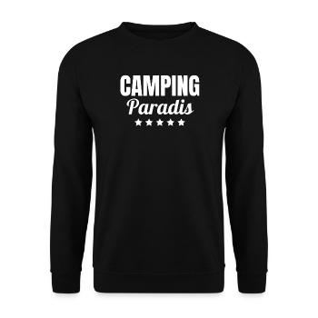 Camping, Wohnmobil, Campingparadies - Unisex Pullover - Schwarz - Vorne - Alina (178cm) & Michal (187cm)