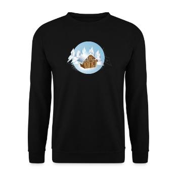 small log cabin in the middle of an ice landscape - Unisex Sweatshirt - black - Front - Alina (178cm) & Michal (187cm)