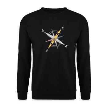 Cool kayak design with compass rose, yellow kayak - Unisex Sweatshirt - black - Front - Alina (178cm) & Michal (187cm)