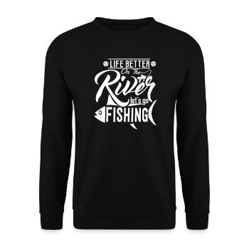 fishing, fisherman, fishing rod - Unisex Sweatshirt - black - Front - Alina (178cm) & Michal (187cm)