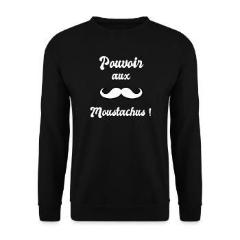 Pouvoir aux moustachus (White) - Sweat-shirt Unisexe - noir - Devant - Alina (178cm) & Michal (187cm)